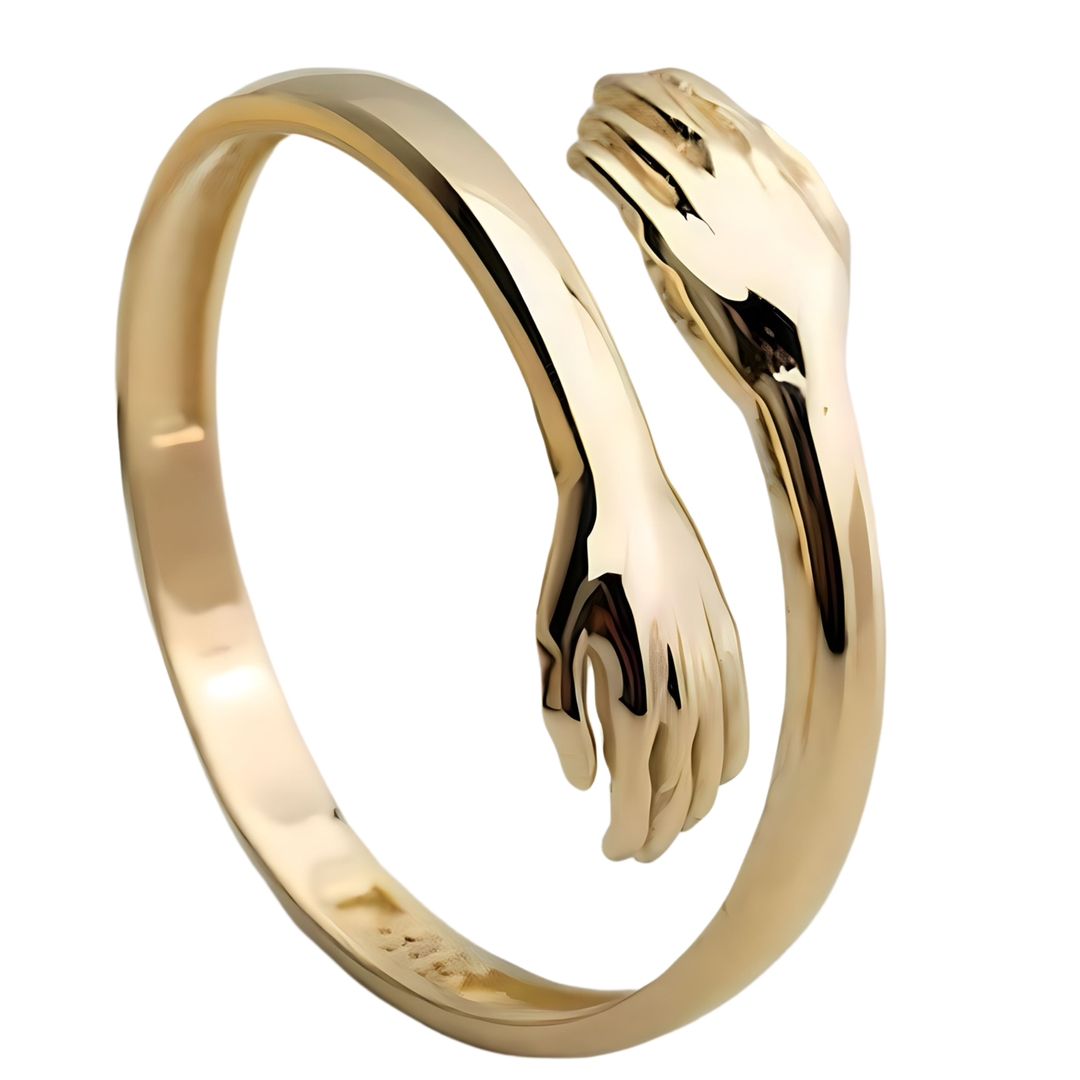Silver Adjustable Gold Plated Hug Ring 0