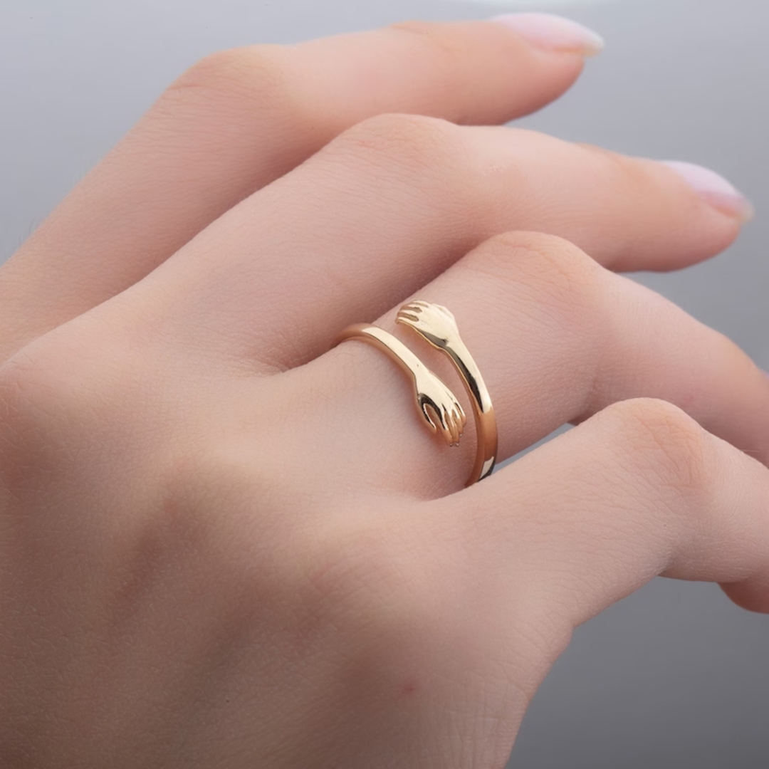 Silver Adjustable Rose Gold Hug Ring 1