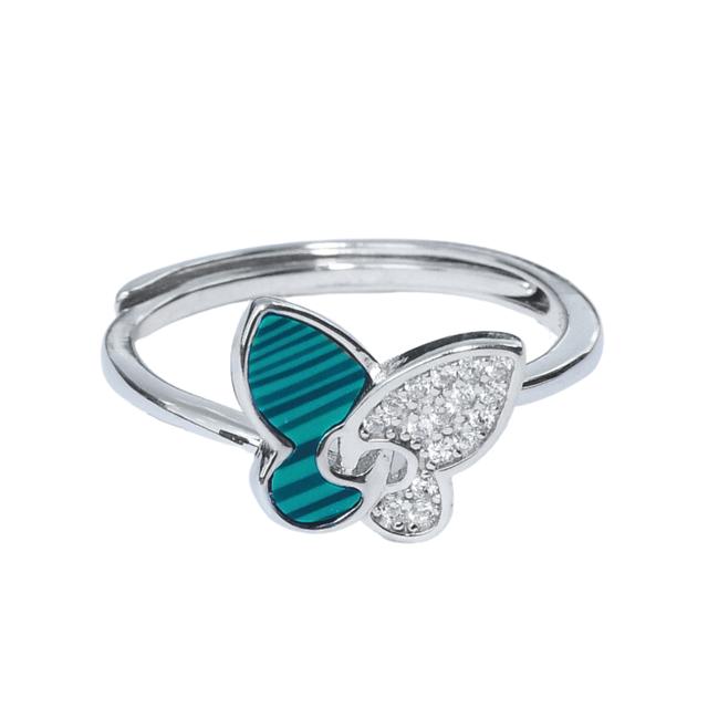 New 925 Sterling Silver Butterfly Adjustable Ring for Women and Girls