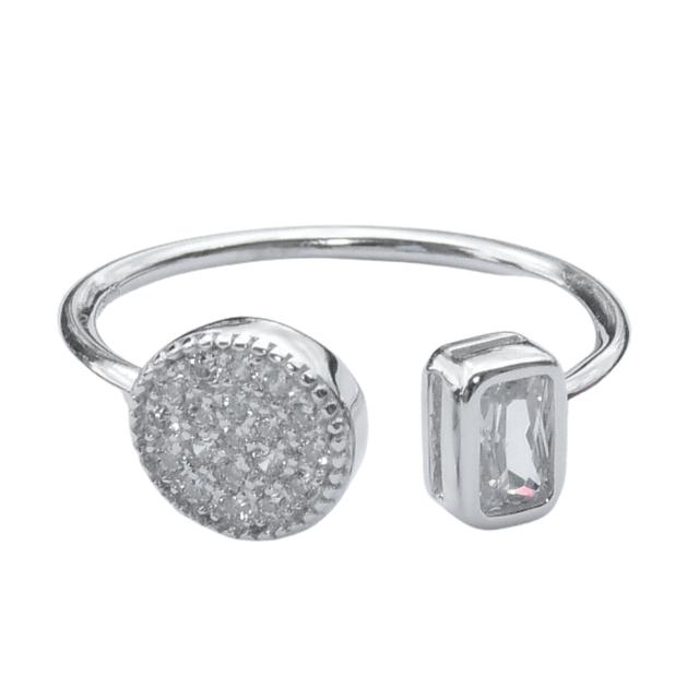 Diamond Double Pave Circle Adjustable Ring for Women and Girls…