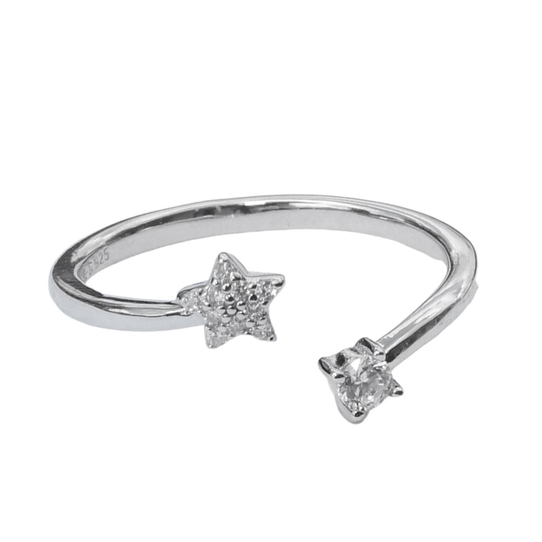 Star CZ Diamond Adjustable Ring for Women and Girls 0