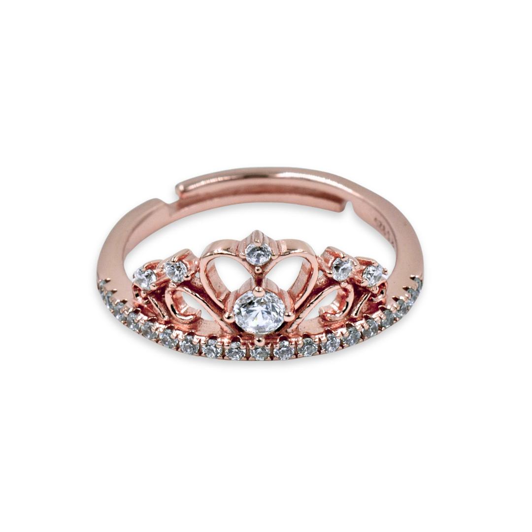 Rose Gold Crown Adjustable Ring for Women and Girls 0