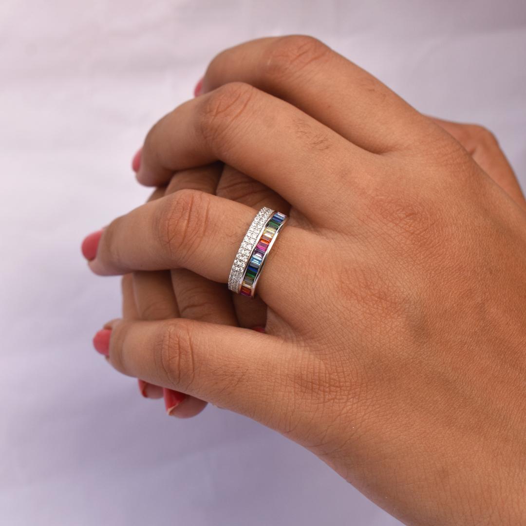Rainbow Adjustable Ring for Women and Girl 2