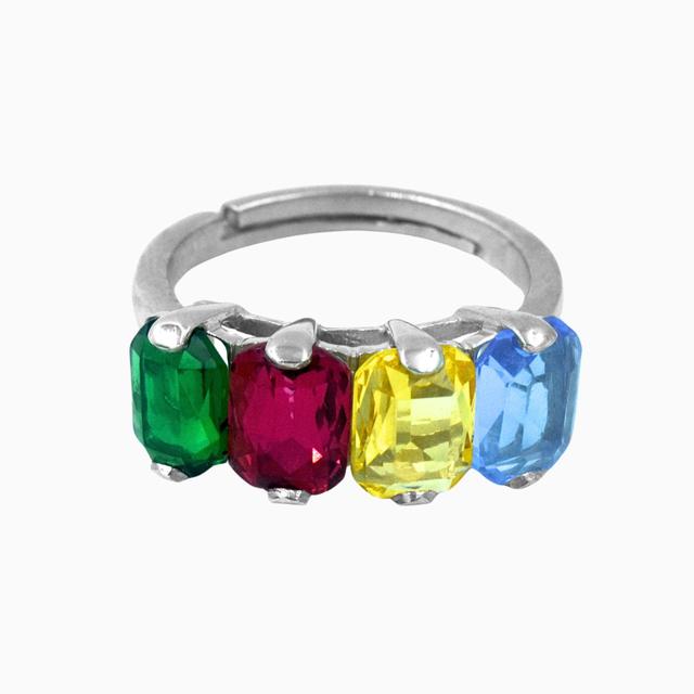 925 Silver Infinity Stone Adjustable Ring for Women and Girls