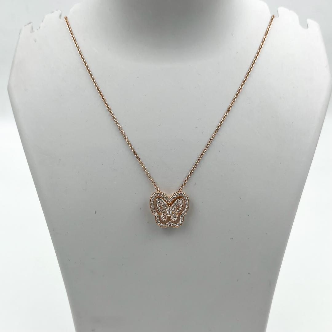925 Sterling Silver Rose Gold Butterfly Cubic Zirconia Necklace with Chain for Girls and Women 1