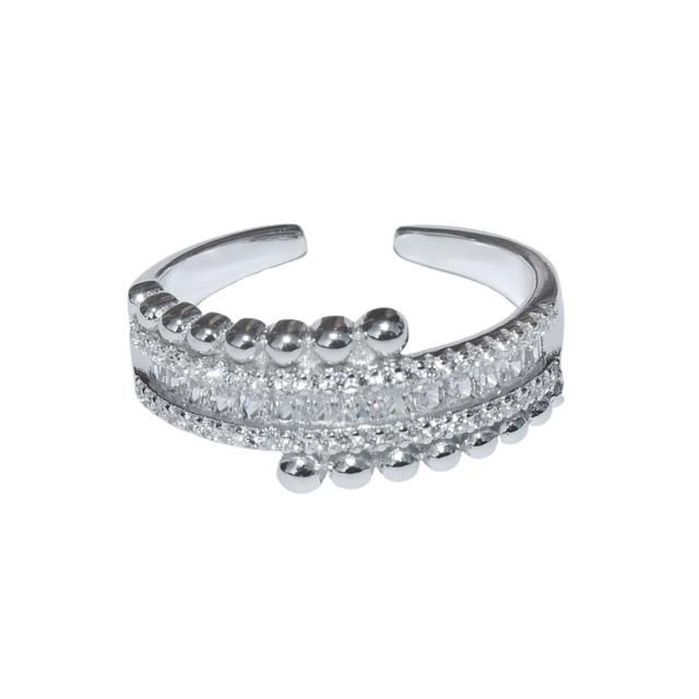 925 Silver Cubic Zirconia Adjustable Ring for Women and Girls