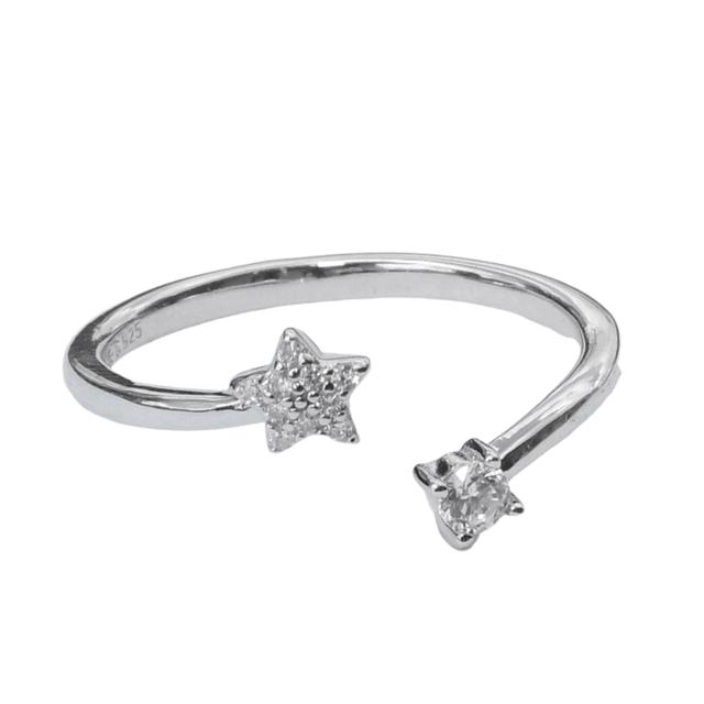 Star CZ Diamond Adjustable Ring for Women and Girls