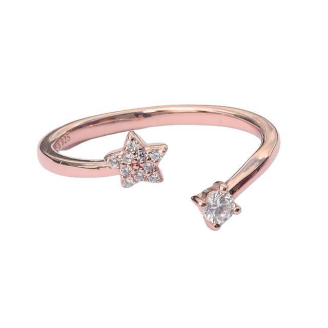Star Rose Gold CZ Diamond Ring for Women and Girls