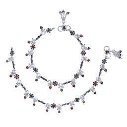 Silver Traditional Ethnic Flower Anklet