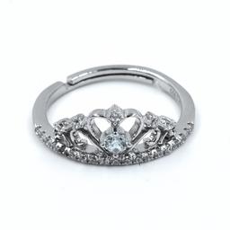 New 925 Sterling Silver Crown Adjustable Ring for Women and Girls