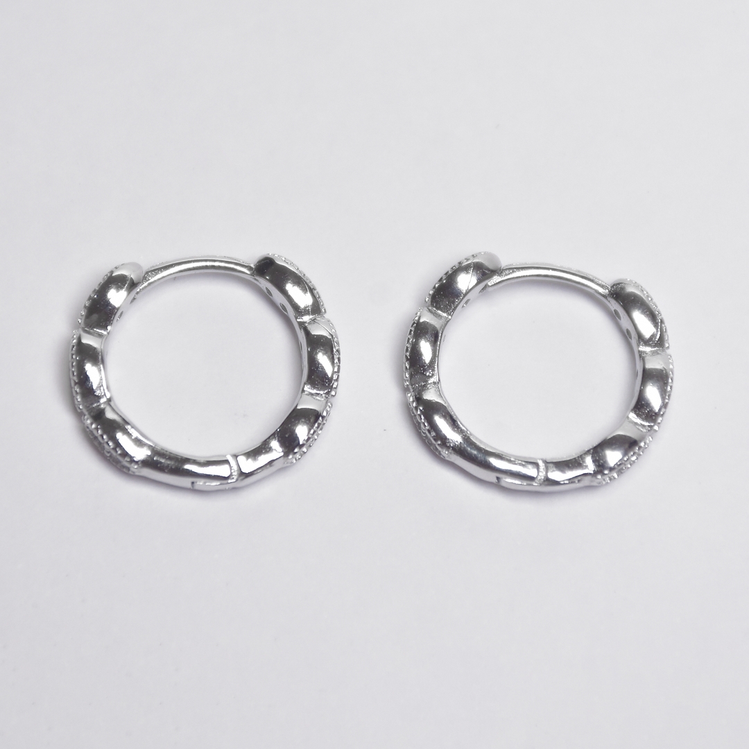 Silver Diamond Hoop Earrings 1