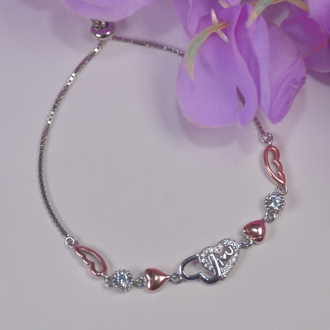 Silver Charming Heart Bracelet 1