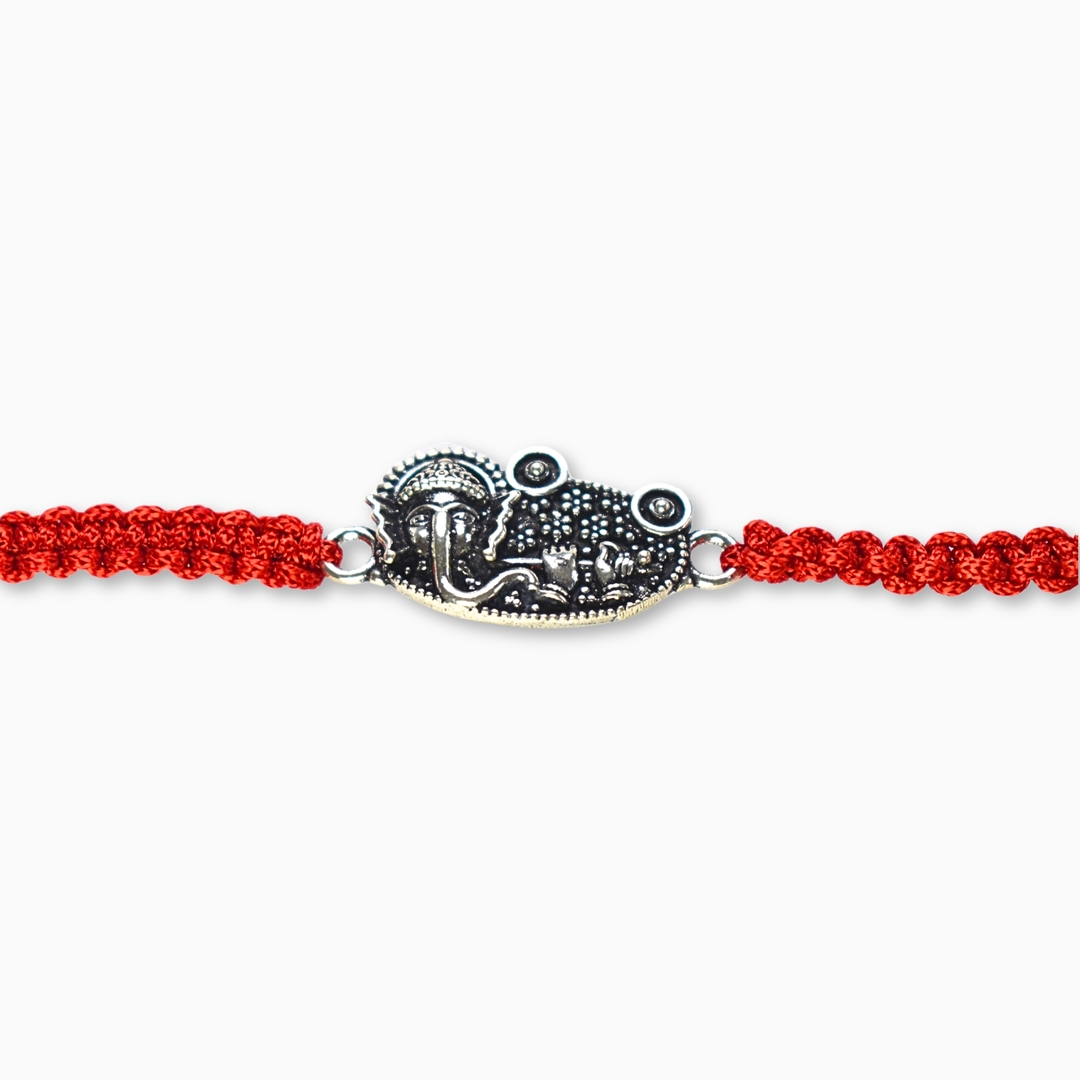 Oxidised Silver Ganpati Rakhi 0