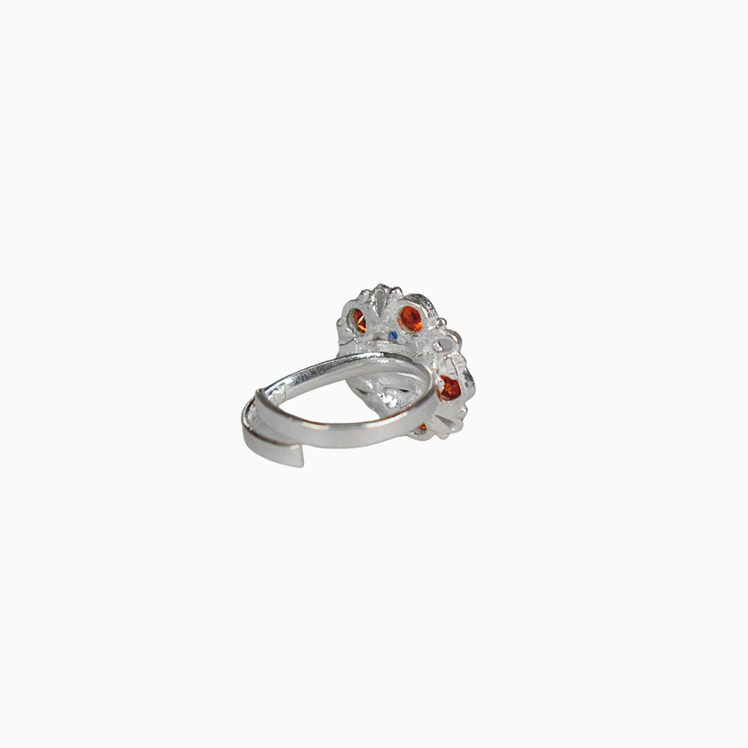 Silver Orange Diamond Toe Ring 1