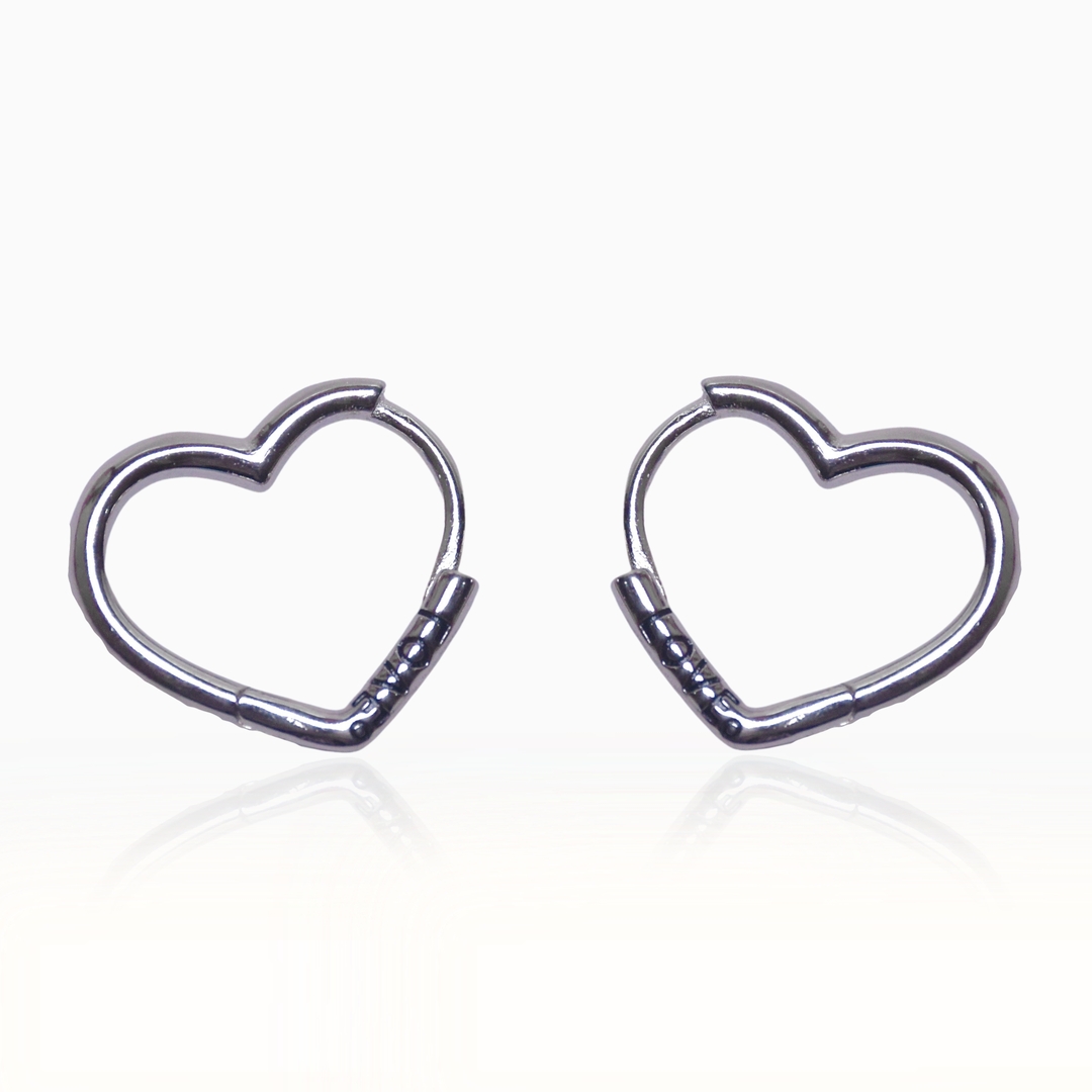 Silver Love Heart Shape Hoop Earrings 0