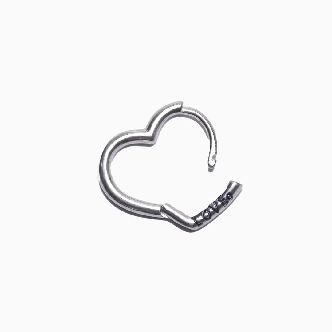 Silver Love Heart Shape Hoop Earrings 2