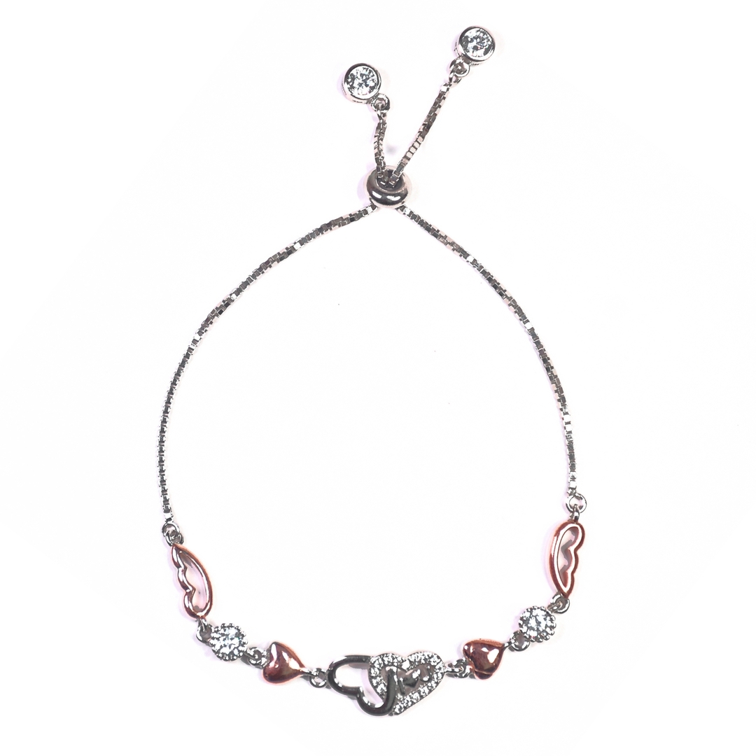 Silver Charming Heart Bracelet 0