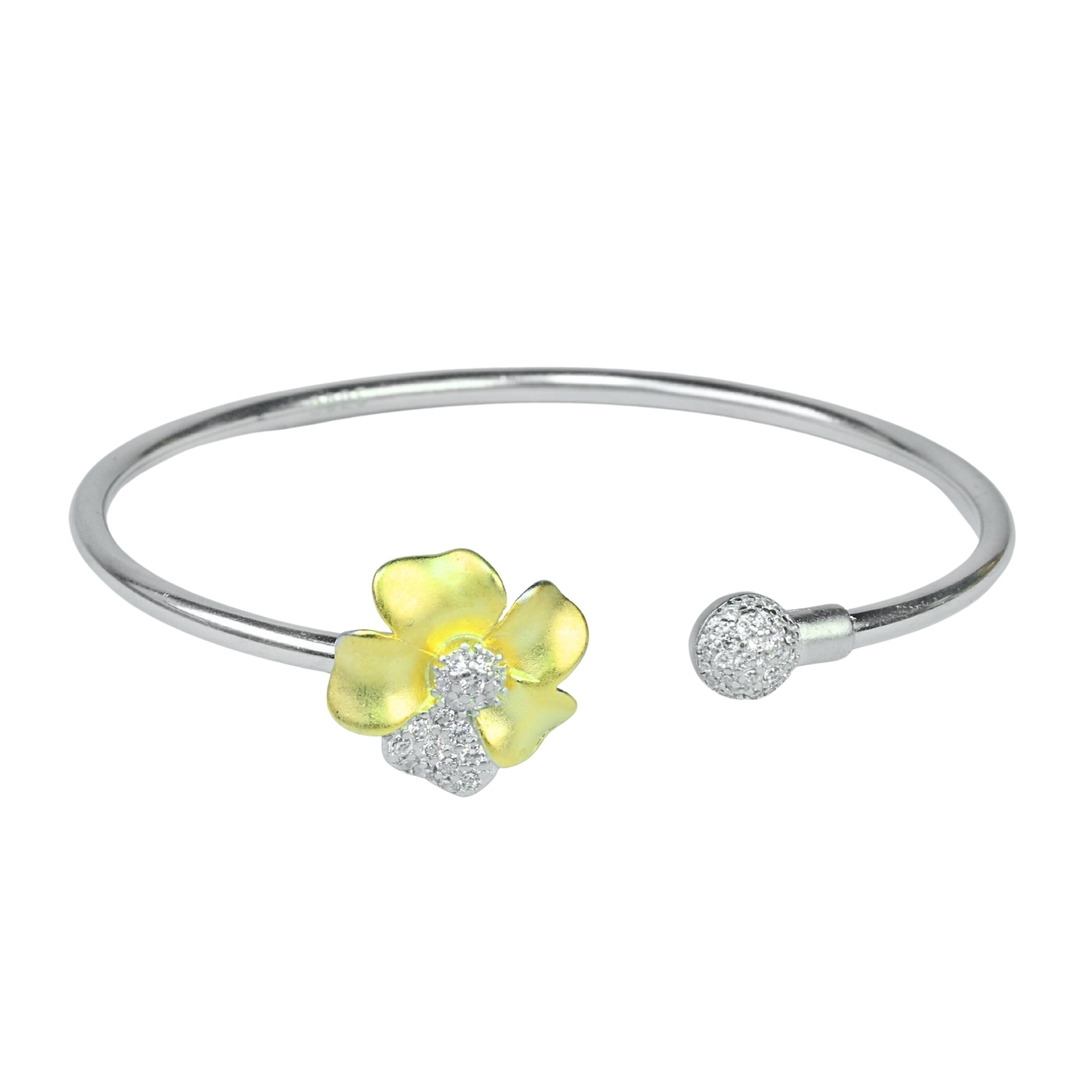 Gold Plated Flower Bangle Bracelet For Women & Girls 0