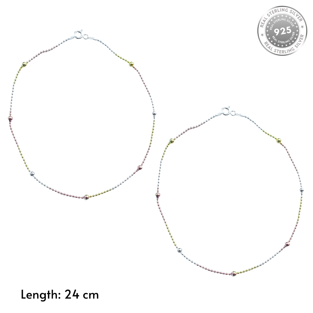 Rainbow Ball Chain Anklet For Women & Girls 3