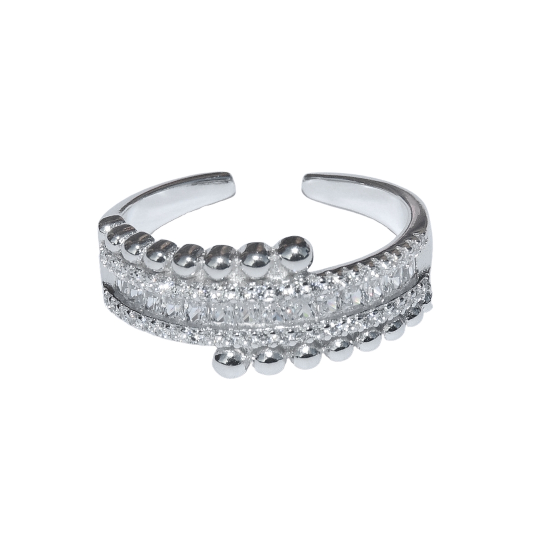 925 Silver Cubic Zirconia Adjustable Ring for Women and Girls 0