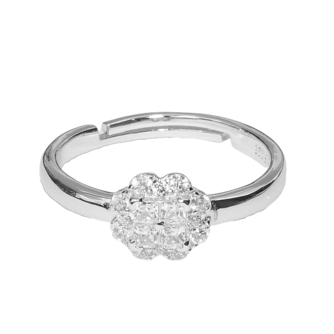 Rhodium Subtle Charm Ring for Women and Girls 0