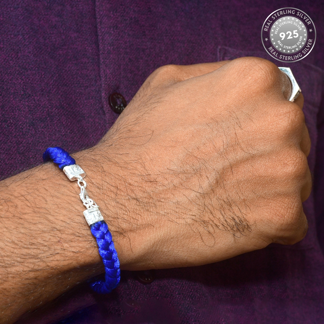 Blue String Braided Bracelet For Men & Boys 1