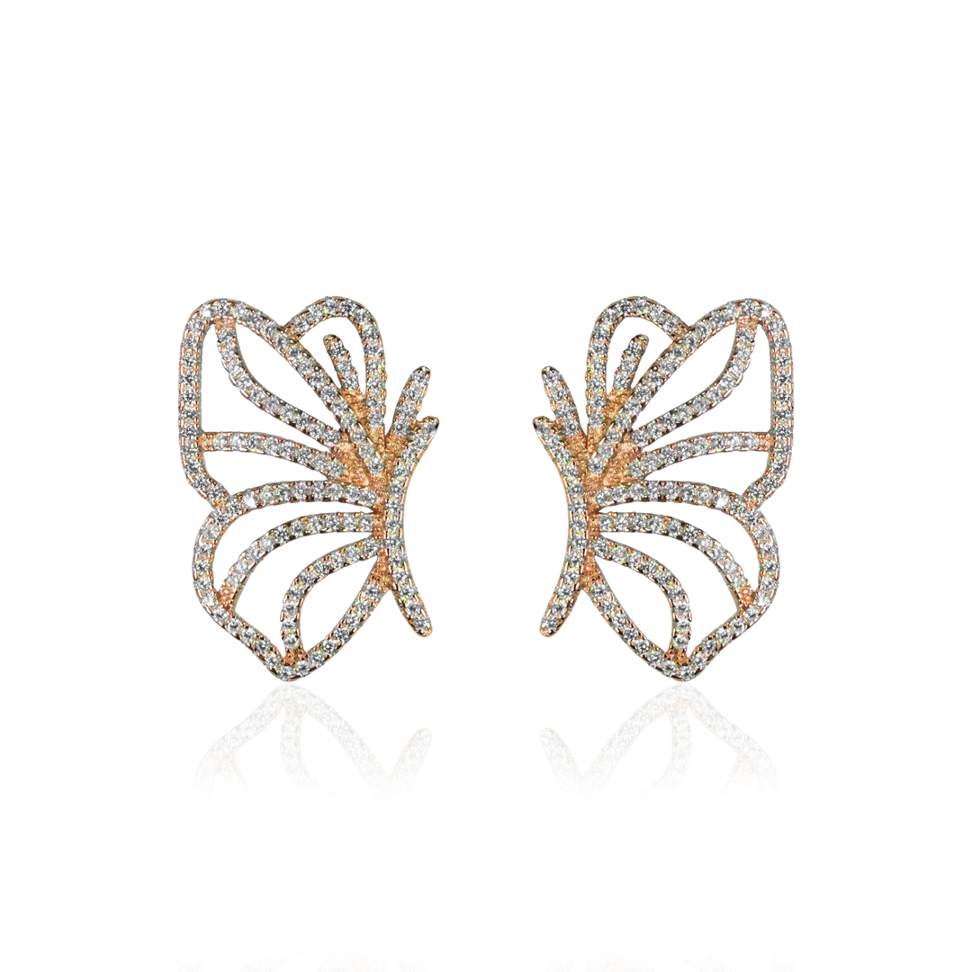 Rose Gold Butterfly Wings Stud for Women & Girls 0