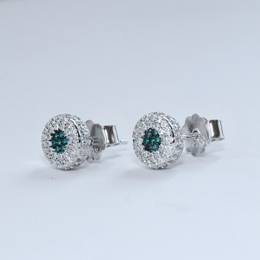 Vintage Green Diamond Stud Earrings 1