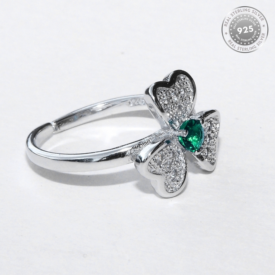 Flower Blossom Green CZ Diamond Rhodium Plated Toe Ring 1