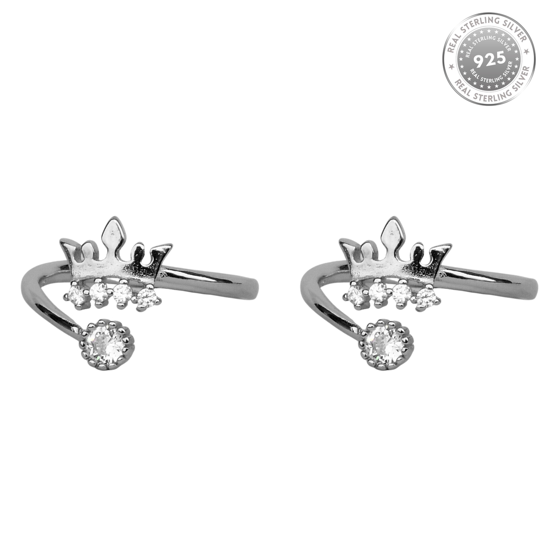 Queens Crown CZ Diamond Rhodium Plated Toe Ring 1