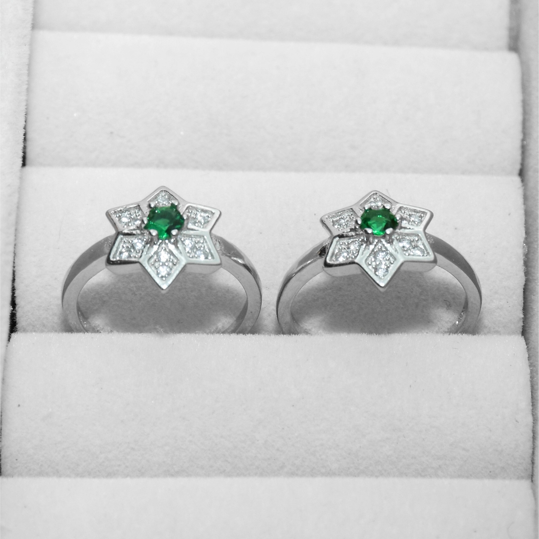 Star Green CZ Diamond Rhodium Plated Toe Ring 2