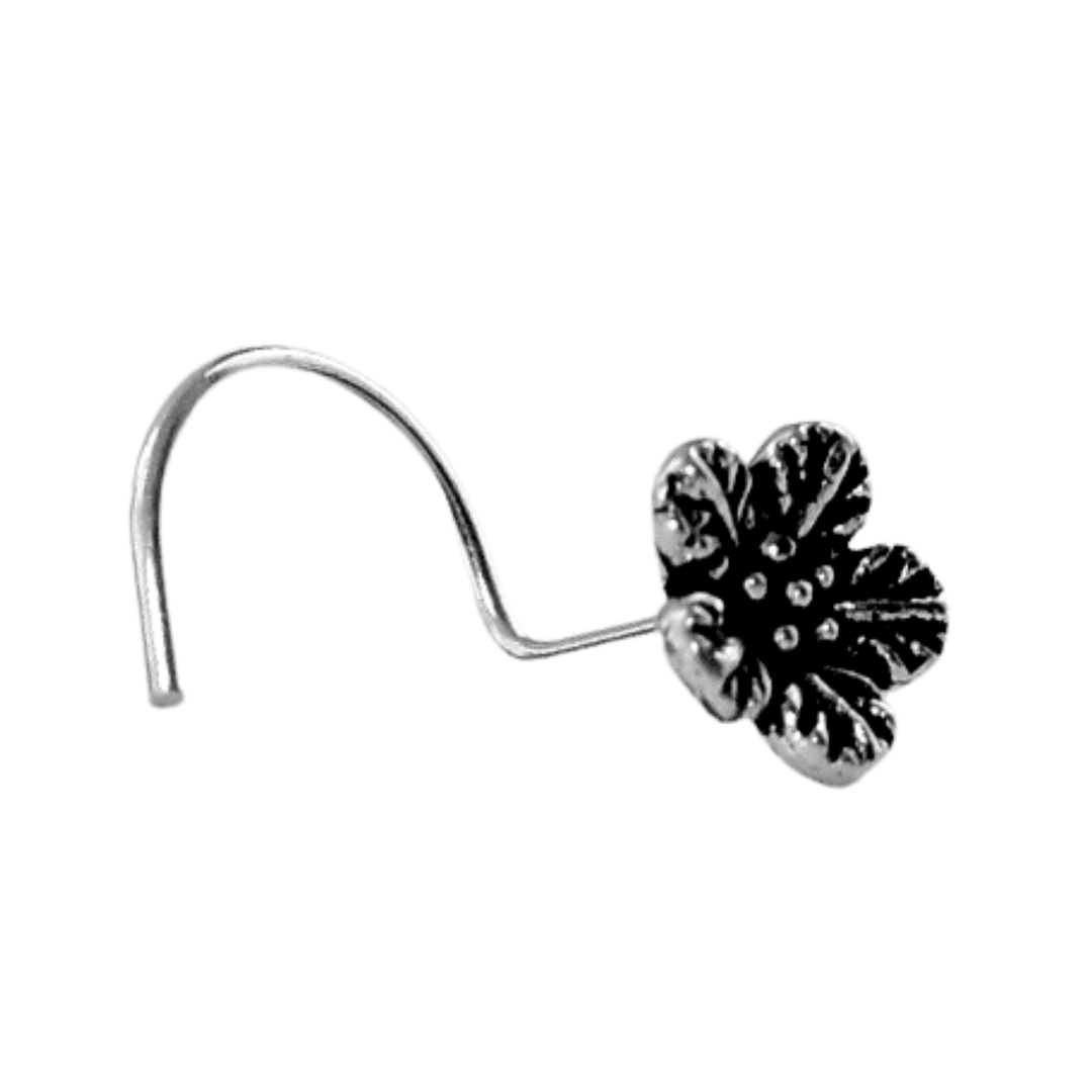 Oxidised Flower Blossom Nose Pin 1