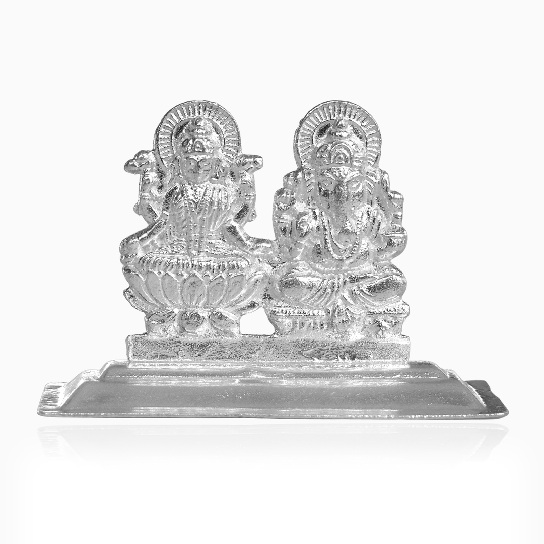 925 Sterling Silver Laxmi and Ganesh Idol - Handcrafted Divine Figurine for Puja and Spiritual Decor 0