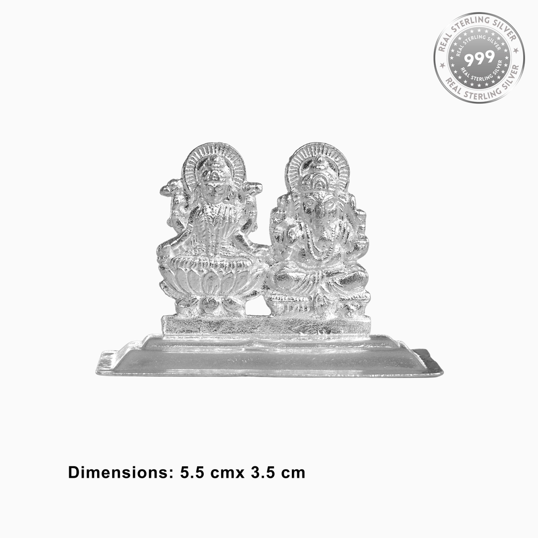 925 Sterling Silver Laxmi and Ganesh Idol - Handcrafted Divine Figurine for Puja and Spiritual Decor 2