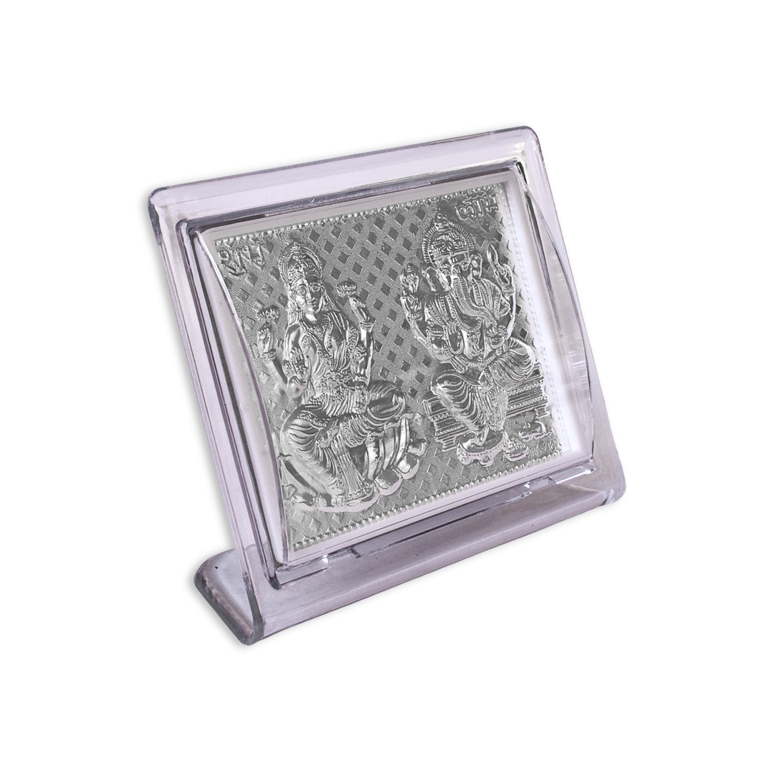 Premium 925 Sterling Silver Laxmi-Ganesh Tabletop Frame - Elegant Religious Silverware - Perfect for Home and Office 1