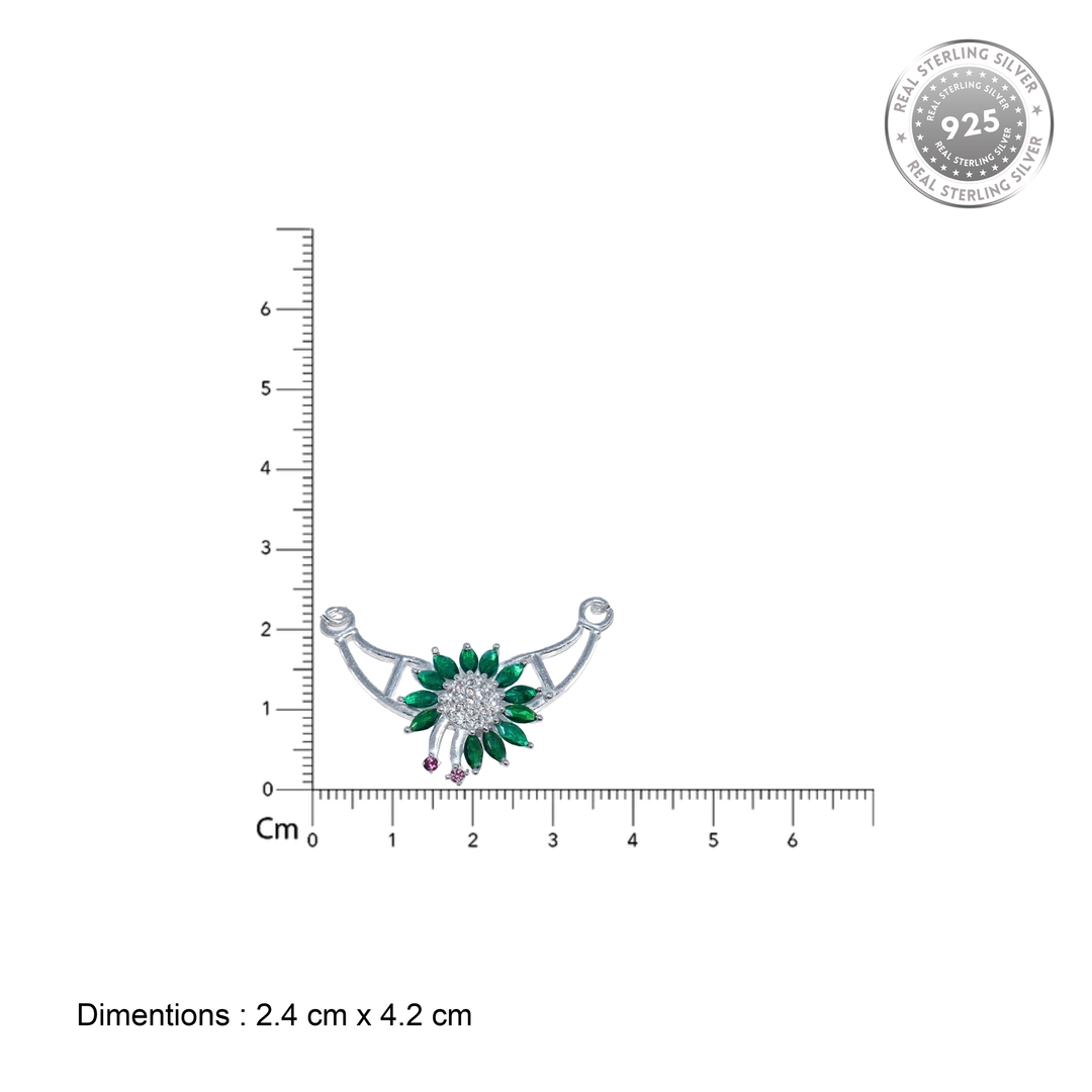 Silver Mangalsutra with Emerald Green Diamond 3