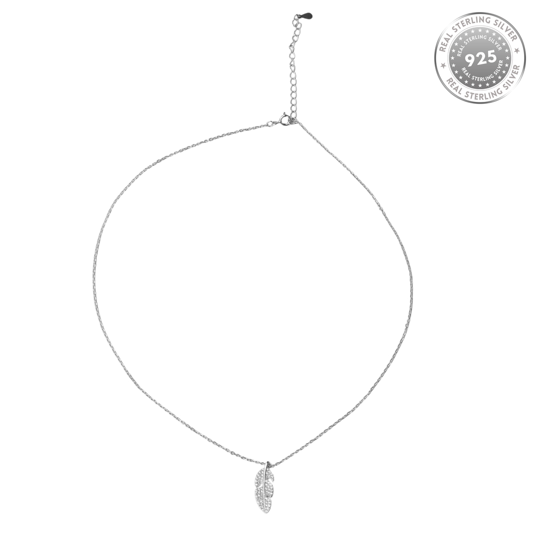 925 Silver Feather Pendant with Zirconia Stones with Link Chain for Women and Girls 4