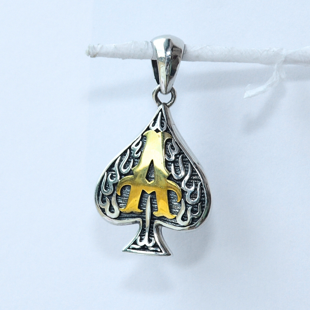 925 Sterling Silver Poker Little Ace Spades Pendant Necklace for Men and Women 2