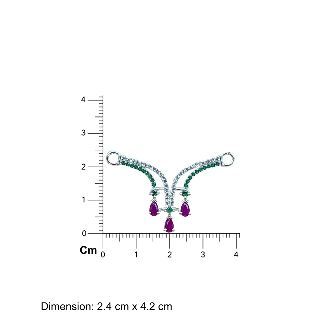Silver Mangalsutra with Emerald and Crystal Embellishments Women 3