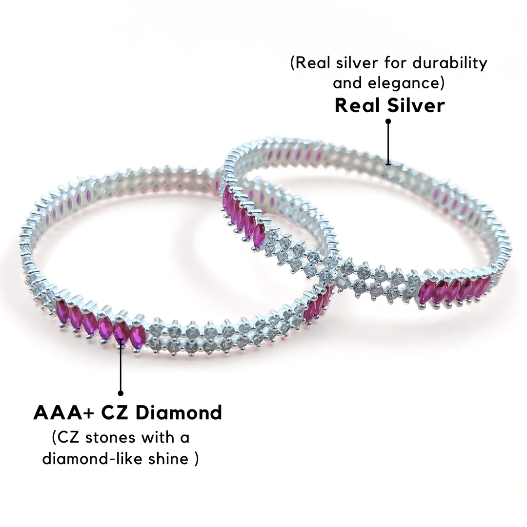 Silver Red Stone Bangles for Women and Girls (2/6) 2