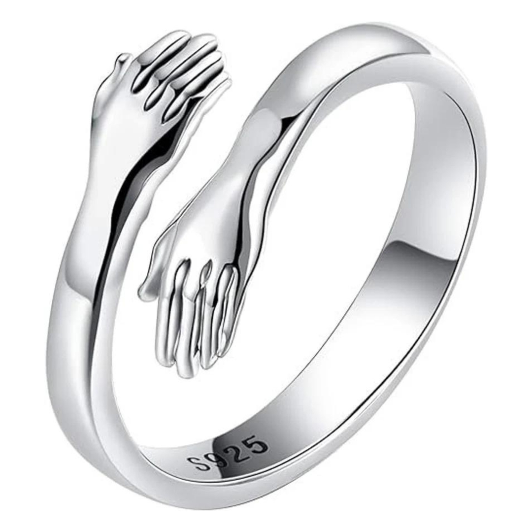 Silver Adjustable Hug Ring 0