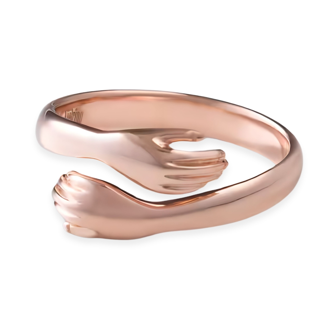 Silver Adjustable Rose Gold Hug Ring 0