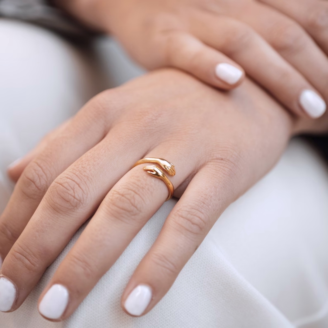 Silver Adjustable Rose Gold Hug Ring 3