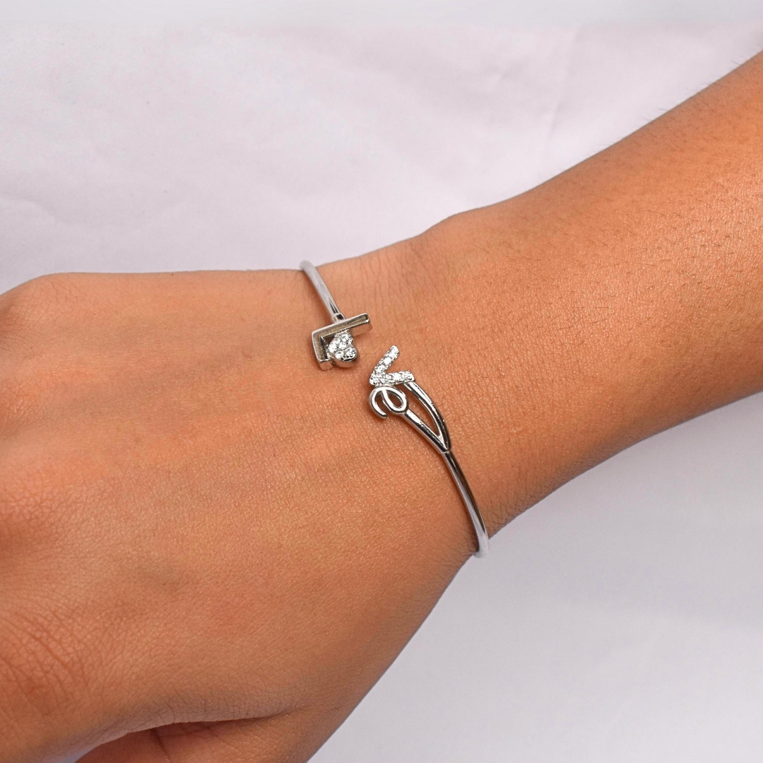 Love Rhodium Bangle Bracelet For Women & Girls 1