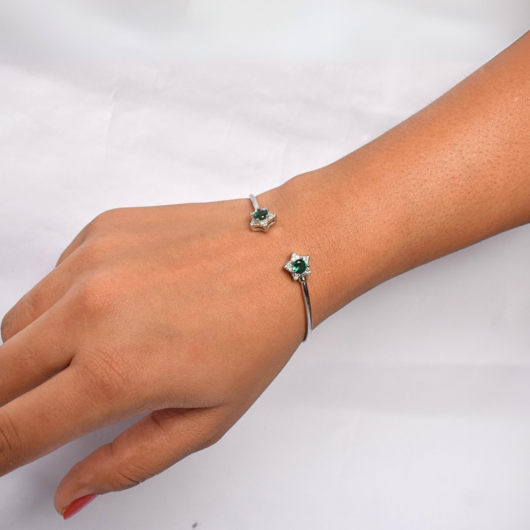 Green Diamond Bangle Bracelet For Women & Girls 1