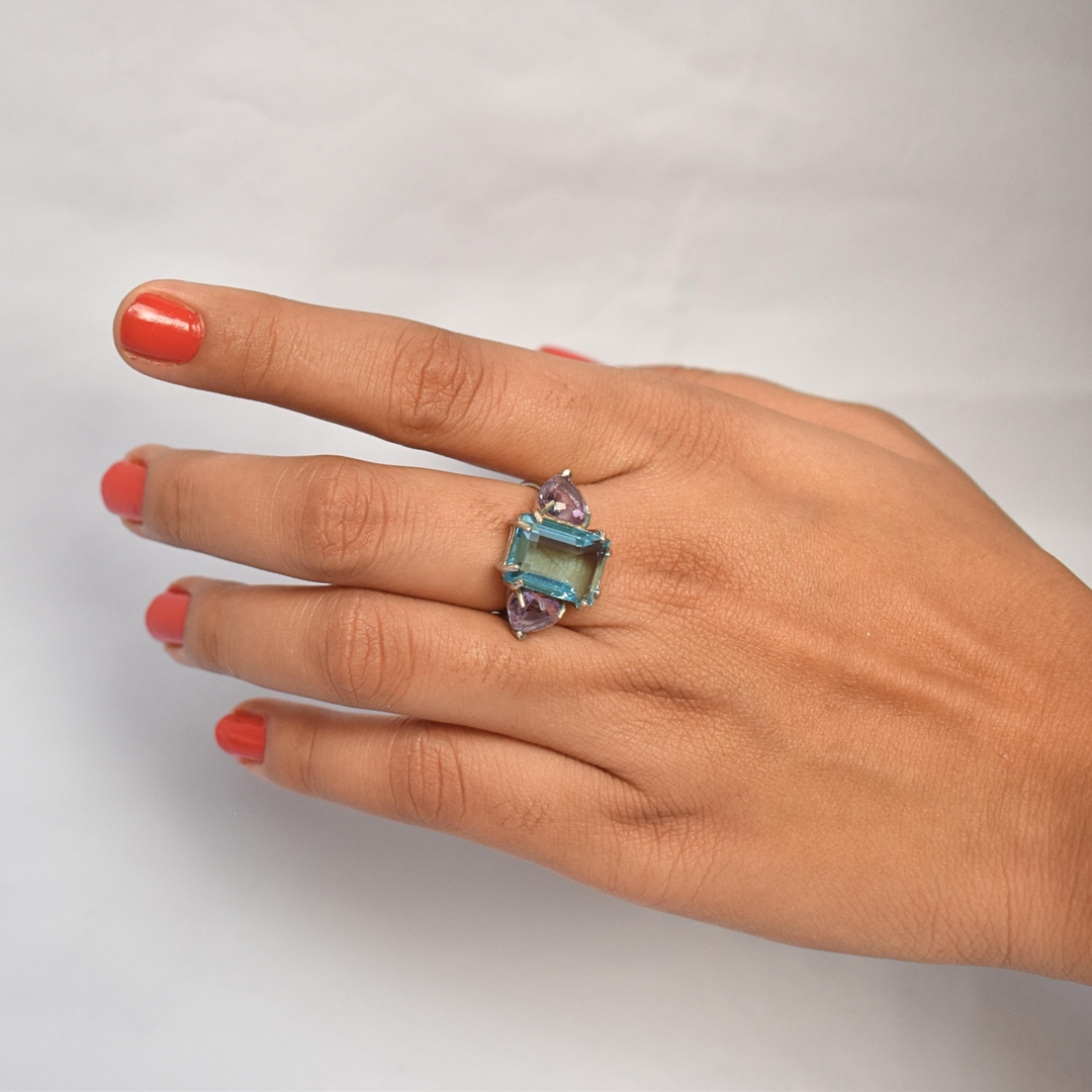 Purple Stone Adjustable Ring for Women and Girls 2