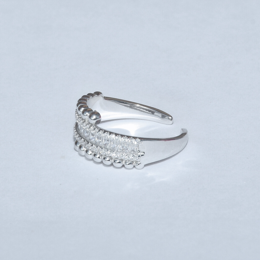 925 Silver Cubic Zirconia Adjustable Ring for Women and Girls 2