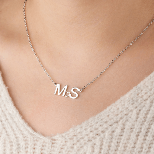 Personalised Silver Couple Name Initial Necklace 1