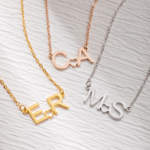 Personalised Silver Couple Name Initial Necklace 2