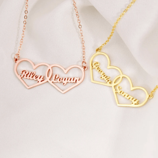 Personalised Silver Couple Name Necklace Inside Heart 1